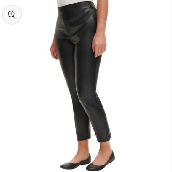 Dkny Pants - 3/$15 DKNY Black Faux Leather High Rise Pants Size Large